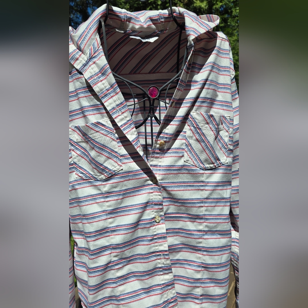 Mountain Hardwear White Striped Button-Up Lightweight Hoodie SzM - Picture 6 of 15